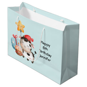 Smiling Cow Cute Adorable Birthday Large Gift Bag