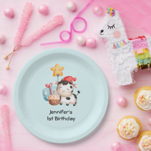 Smiling Cow Cute Adorable Birthday Paper Plate