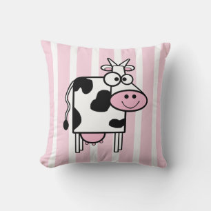 Smiling Cow Girly Animal Print Cushion