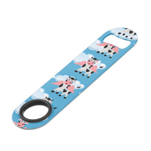 Smiling Cow Pink Wings Flying Animal Funny Cartoon