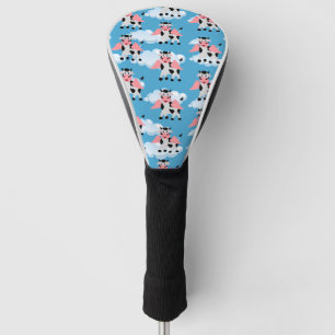 Smiling Cow Pink Wings Flying Animal Funny Cartoon Golf Head Cover