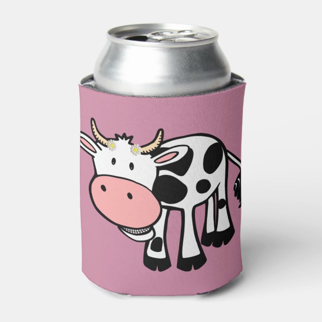 Smiling Cow with Daisies Can Cooler (Can Front)