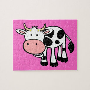 Smiling Cow with Daisies Jigsaw Puzzle