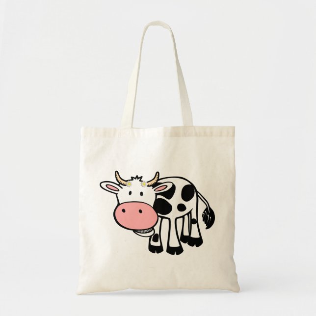 Smiling Cow with Daisies Tote Bag (Front)