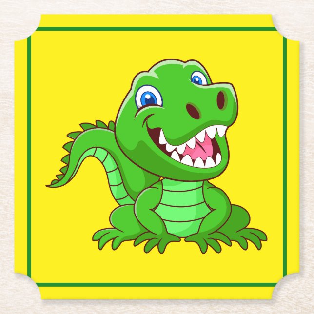 Smiling Crocodile Cartoon-64836 Paper Coaster (Front)