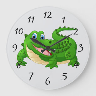 Smiling Crocodile Cartoon round clock