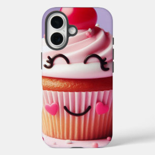 Smiling Cupcake with Cherry - Sweet Delight Design iPhone 16 Case