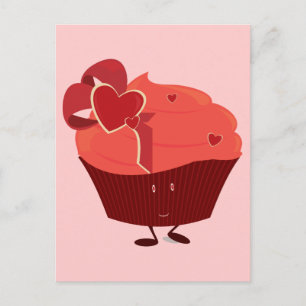 Smiling cupcake with heart decoration postcard