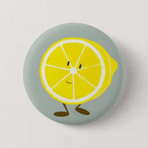 Smiling cut lemon 6 cm round badge