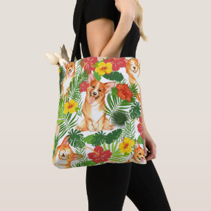 Smiling Cute Corgi Pattern Tote Bag