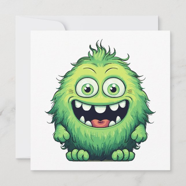 Smiling Cute Green Monster Cartoon (Front)