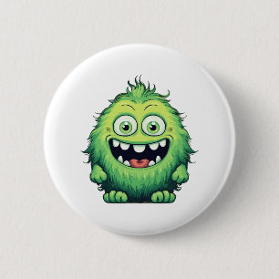 Smiling Cute Green Monster Cartoon 6 Cm Round Badge