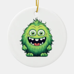 Smiling Cute Green Monster Cartoon Ceramic Tree Decoration
