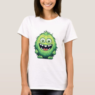 Smiling Cute Green Monster Cartoon T-Shirt