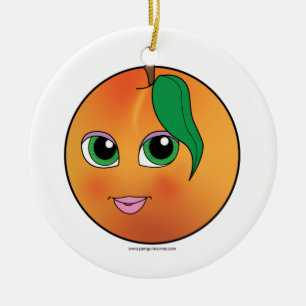 Smiling Cute Peach Ornament
