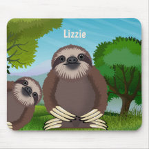 Smiling Cute Sloths Monogrammed