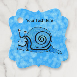 Smiling Cute Snail Blue Tie Dye Look Shell Aqua Favour Tags