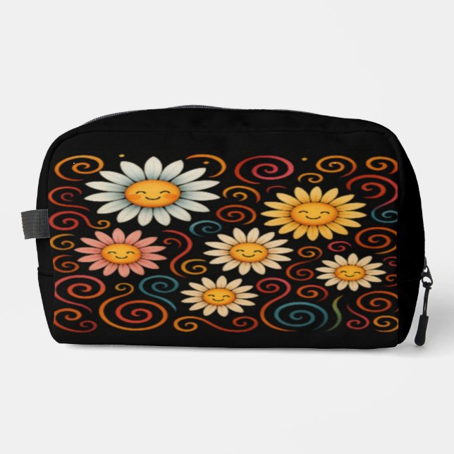 Smiling Daisies and Swirls Cosmetic/Toiletry Bag (Front)