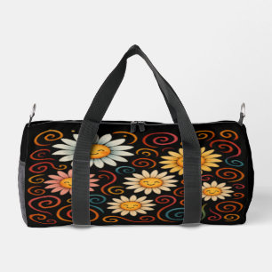 Smiling Daisies and Swirls Duffle Bag