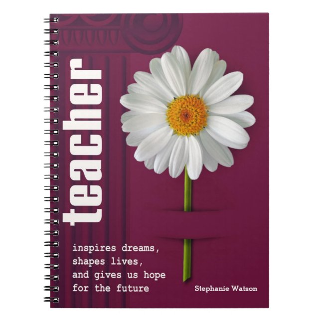 Smiling Daisy  Custom Gift Notebook for Teacher (Front)