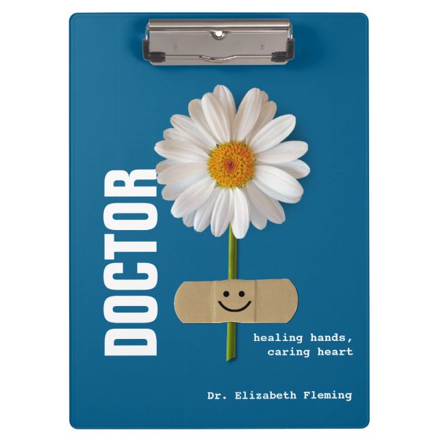 Smiling Daisy Custom Name Clipboard for Doctor (Front)