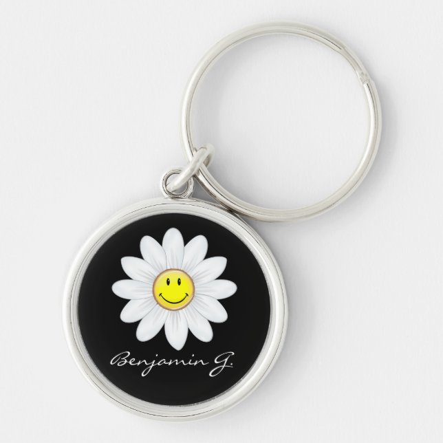 Smiling Daisy Flower Key Ring (Front)