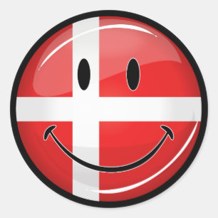 Smiling Denmark Flag Classic Round Sticker