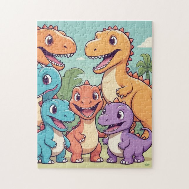 Smiling Dinosaur Friends – Fun and Simple Kids’  Jigsaw Puzzle (Vertical)