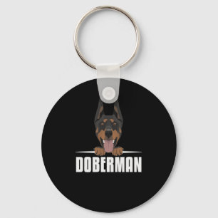 Smiling Doberman Key Ring