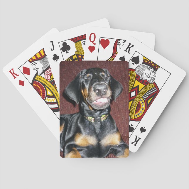 Smiling Doberman Puppy Playing Cards (Back)
