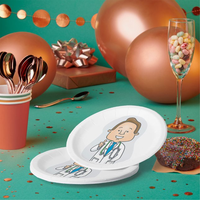 Smiling Doctor Giving Thumbs Up with Stethoscope  Paper Plate (Creator Uploaded)