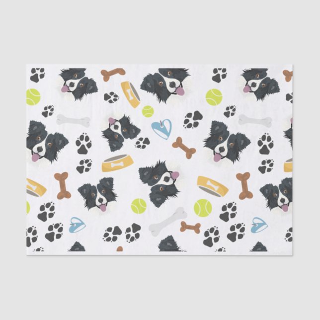 Smiling Dog Border Collie Tissue Paper (Front)