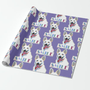 Smiling Dog Cheerful Happy Motivational Fun Joyful Wrapping Paper
