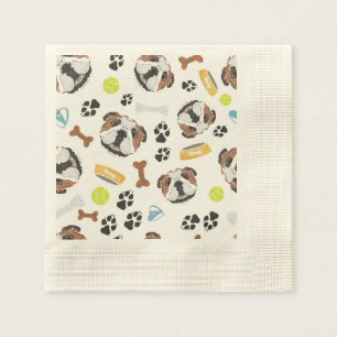 Smiling Dog English Bulldog Napkin