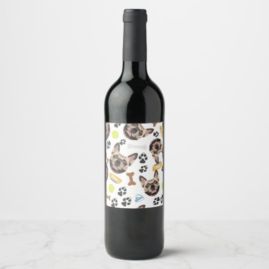 Smiling Dog French Bulldog Wine Label Zazzle.co.uk
