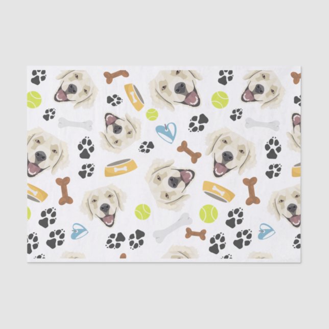 Smiling Dog Golden Retriever Tissue Paper (Front)
