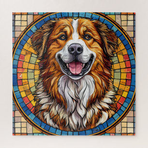 Smiling dog in mosaic background jigsaw puzzle