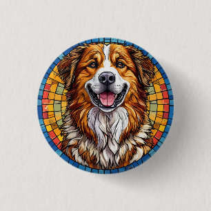 🐶 Smiling Dog Mosaic Pet Lover Gift For Dog Lover 3 Cm Round Badge