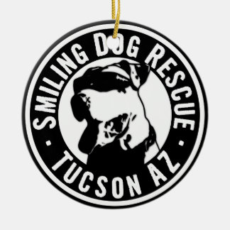 Smiling Dog Rescue Ceramic Tree Decoration