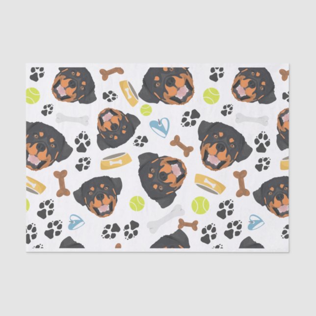 Smiling Dog Rottweiler Tissue Paper (Front)
