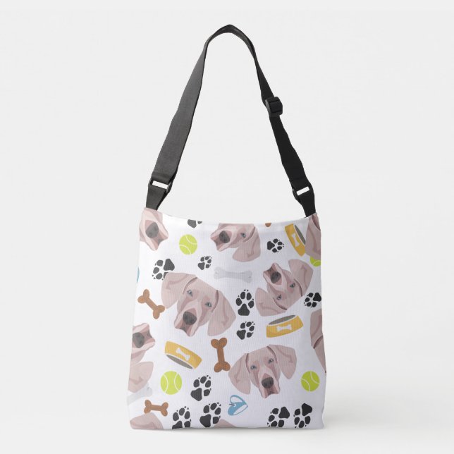 Smiling Dog Weimaraner Crossbody Bag (Front)