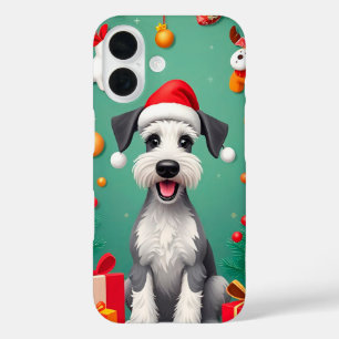 Smiling Dog with Santa Hat iPhone 16 Case