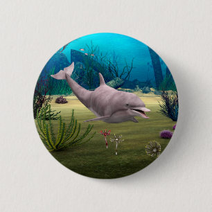 Smiling Dolphin 6 Cm Round Badge