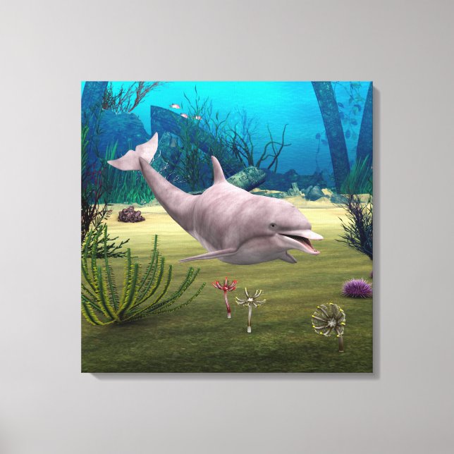 Smiling Dolphin Canvas Print (Front)
