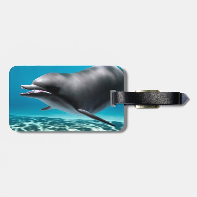 Smiling Dolphin Luggage Tag (Back Horizontal)