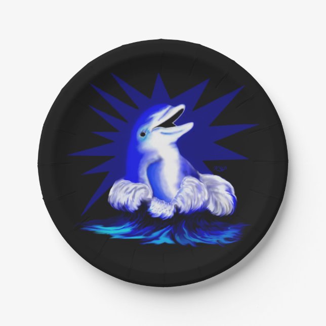 Smiling Dolphin Paper Plate (Front)