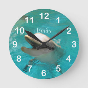 Smiling Dolphin Round Clock
