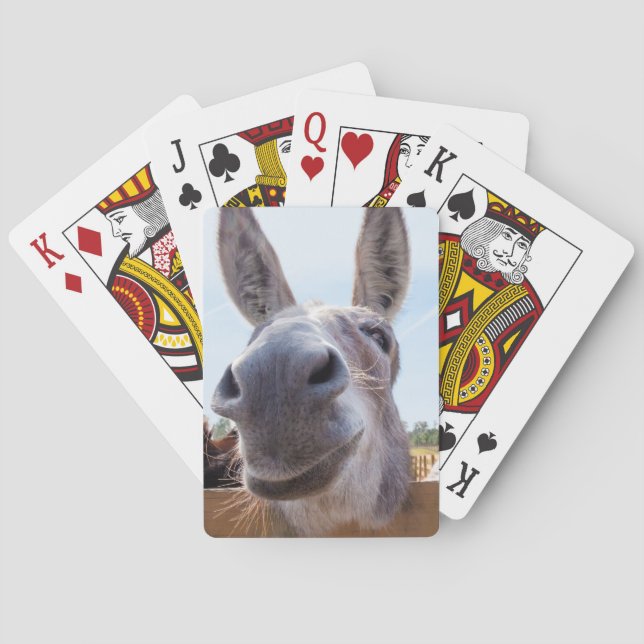 Smiling Donkey Bicycle with Silly Grin on His Face Playing Cards (Back)