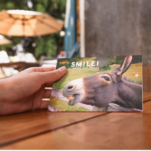 Smiling Donkey in a pasture customisable Postcard