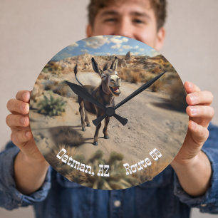 Smiling donkey, Oatman Arizona, Route 66 Round Clock